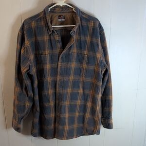 Men's Casual Button Down Shirt - Gray and Brown Plaid